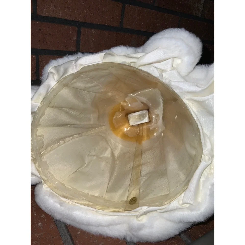 Vintage White Satin Santa Claus Tree Topper Faux Fur Father‎ Christmas Musical